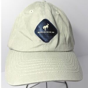 Ford Bronco Tan Baseball Hat Navy Blue Logo Patch Adjustable Strap FD202301